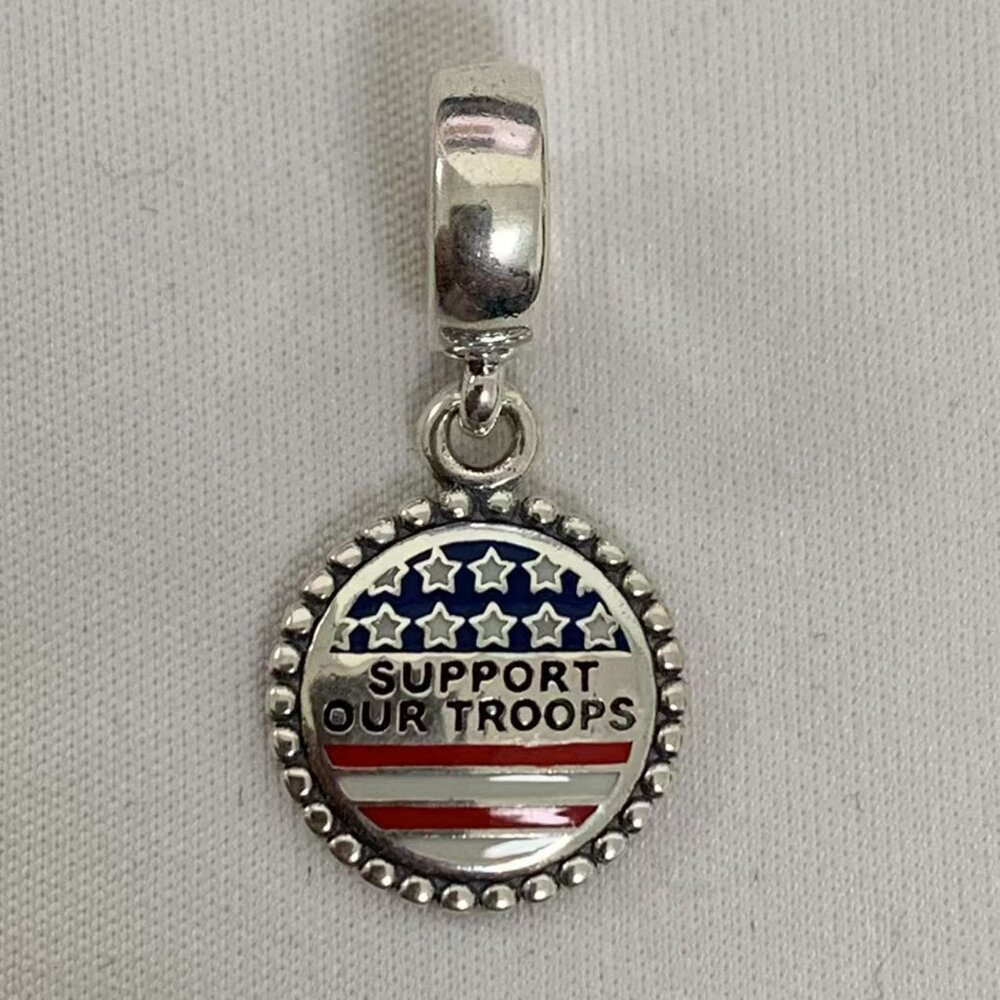 Pandora Support Our Troops Charm, S925 Silver Jewelry